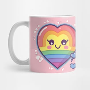 Pride Rainbow Kawaii Heart Mug